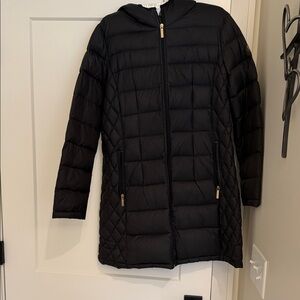 Michael Kors Black Puffer Coat with Gold Accents